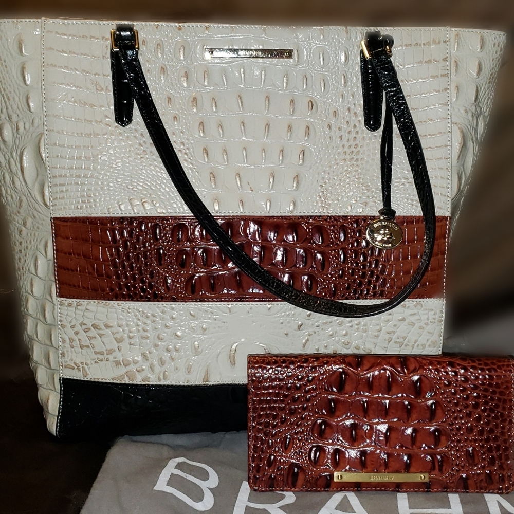 Brahmin large handbag with matching wallet